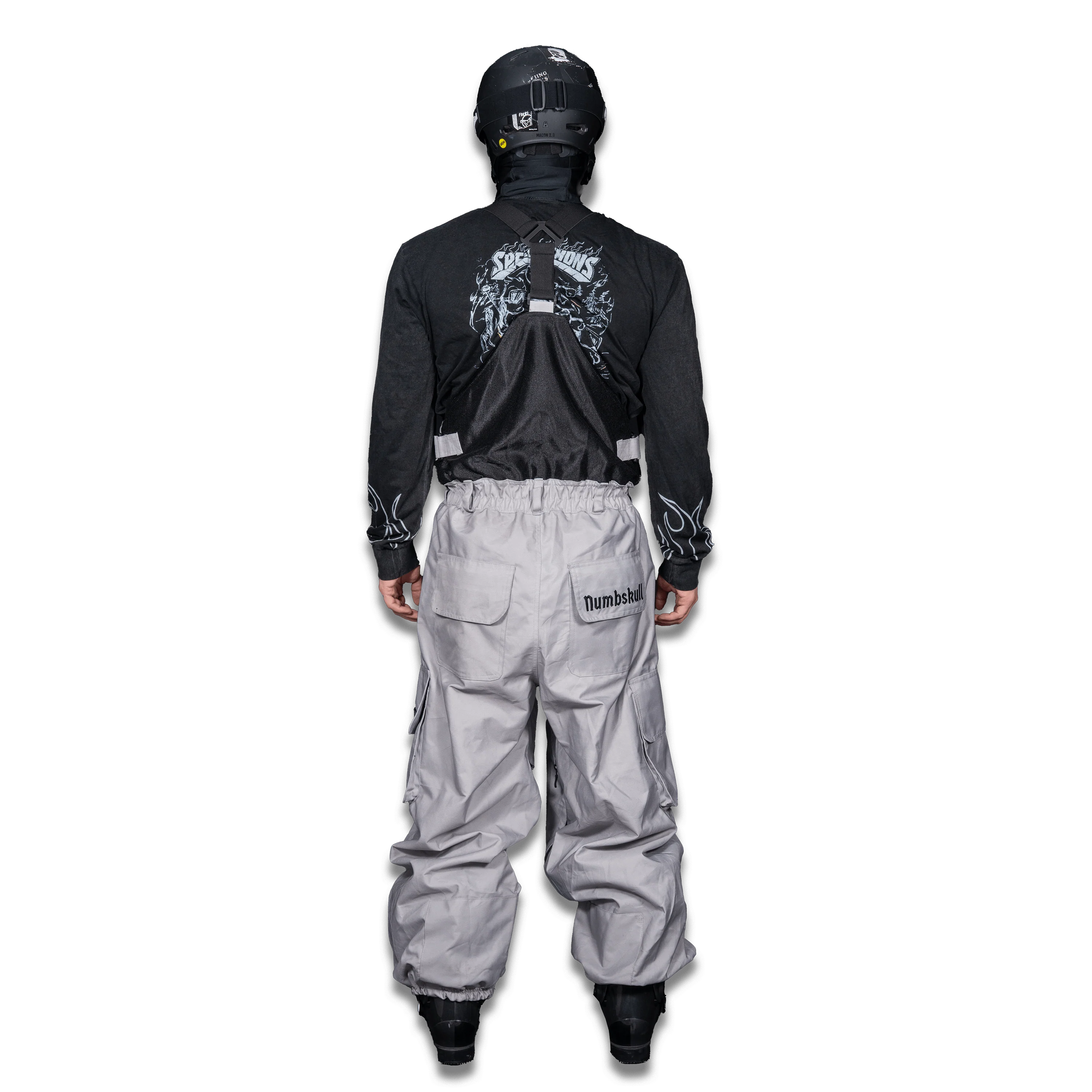 Slacker Baggy Snow Bib: Grey - Image 3