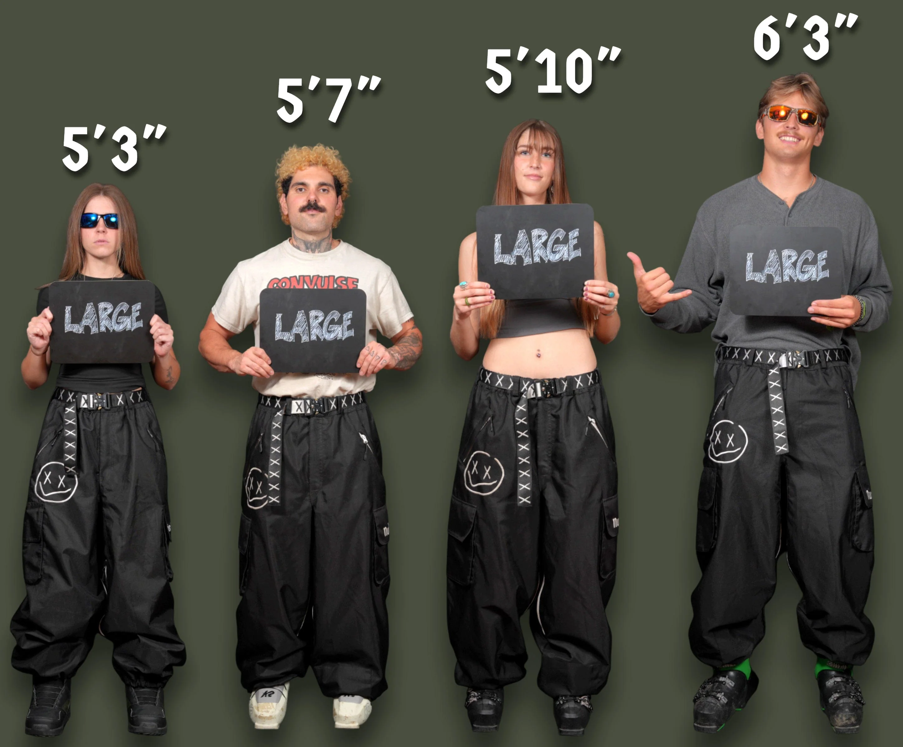 Slacker Baggy Snow Bib: Grey - Image 13